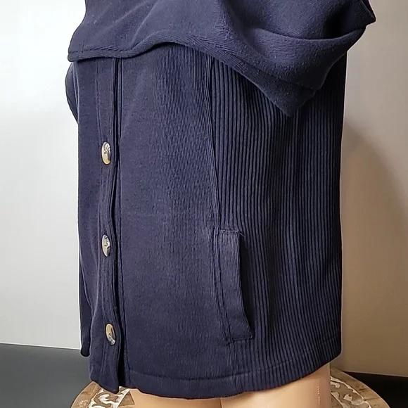 Karen Scott SPORT Navy Blue Button Down Knit Cardigan - Picture 8 of 12
